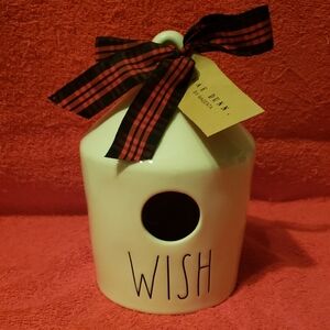 Rae Dunn Cream Birdhouse with Black and Red Ribbon
